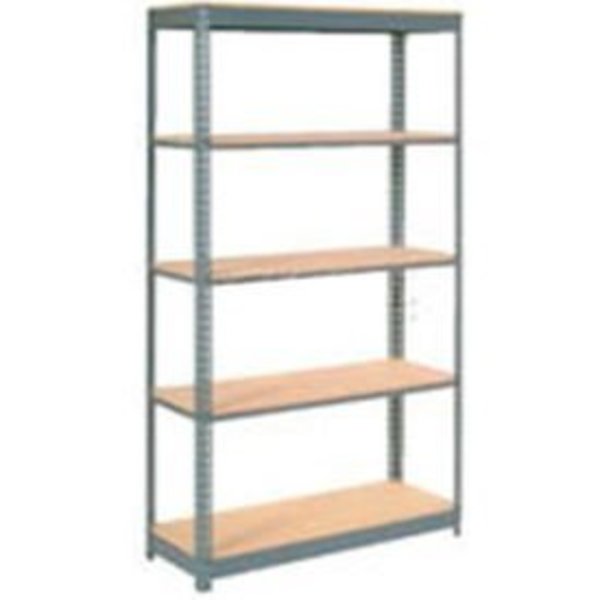 Global Equipment Heavy Duty Shelving 48"W x 12"D x 96"H With 5 Shelves - Wood Deck - Gray 254442H